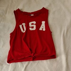 H&M USA XS red cropped noted tank top